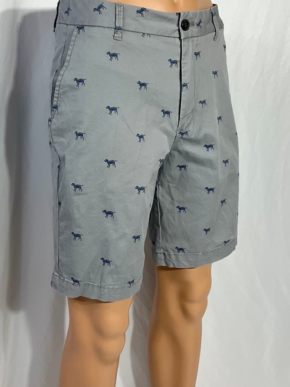 IZOD Mens Size 30 (31) Advantage Performance Shorts with Dog Print Gray Blue